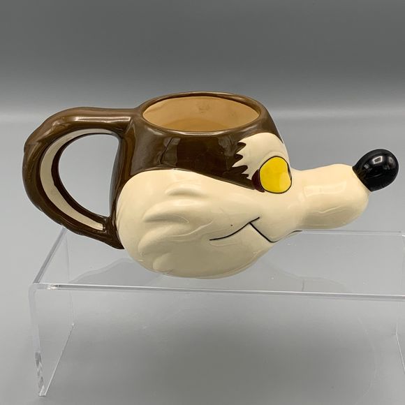 Vtg 1989 Looney Tunes Wile E Coyote Head 3D Figural Coffee Mug Road Runner - Picture 5 of 9